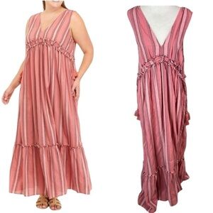 True craft maxi dress for woman, sleeveless, boho, fringe, size Large